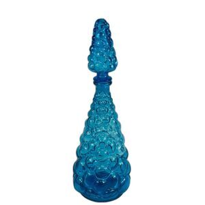 Italian Mid Century Electric Blue Grape Decanter w/ Stopper Made in Italy MCM